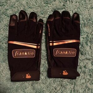 Franklin Black and Gold Men's batting gloves